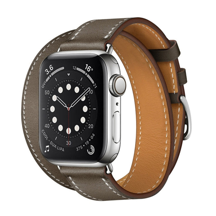 Lisslune | For Apple Watch 3 / 2 / 1 generation 38mm universal leather double-loop watch band (gray)