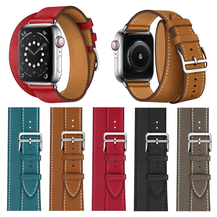 Lisslune | For Apple Watch 3 / 2 / 1 Generation 38mm Universal Leather Double Loop Watch Strap (brown)
