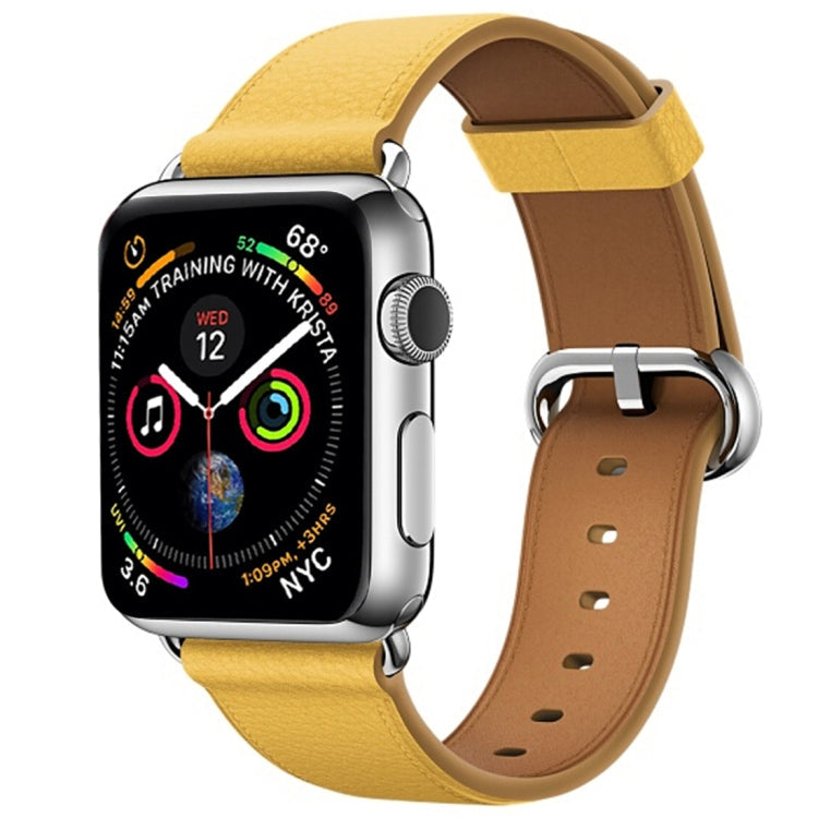 Lisslune | Classic leather strap with button for Apple Watch Series 3 & 2 & 1 42mm (Yellow)