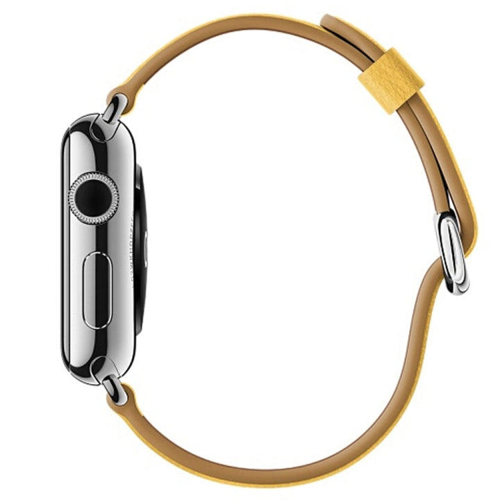 Lisslune | Classic leather strap with button for Apple Watch Series 3 & 2 & 1 42mm (Yellow)