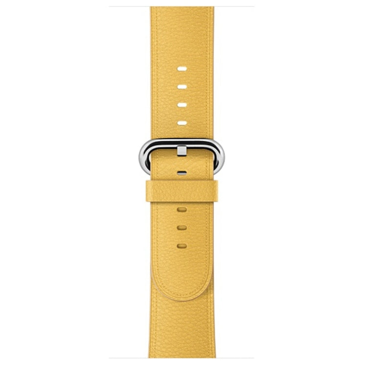 Lisslune | Classic leather strap with button for Apple Watch Series 3 & 2 & 1 42mm (Yellow)