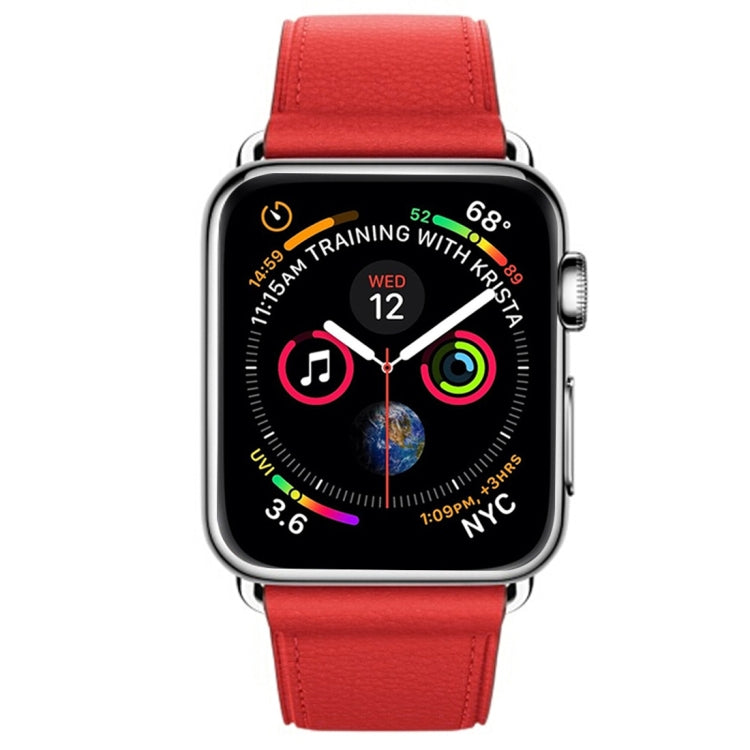 Lisslune | Classic Button Leather Wristband for Apple Watch Series 3 & 2 & 1 42mm (Red)