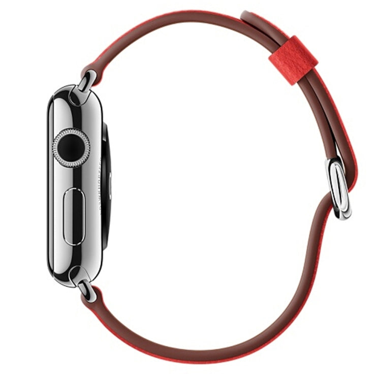 Lisslune | Classic Button Leather Wristband for Apple Watch Series 3 & 2 & 1 42mm (Red)