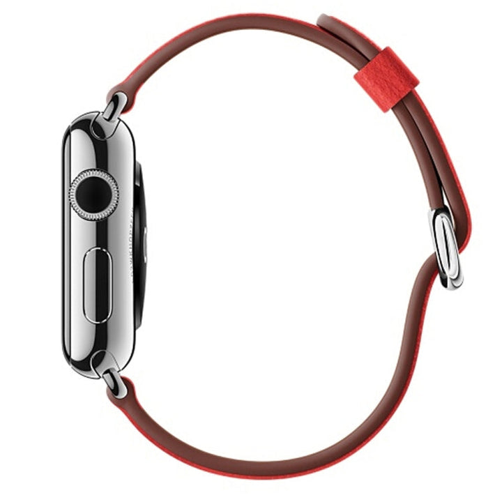 Lisslune | Classic Button Leather Wristband for Apple Watch Series 3 & 2 & 1 42mm (Red)