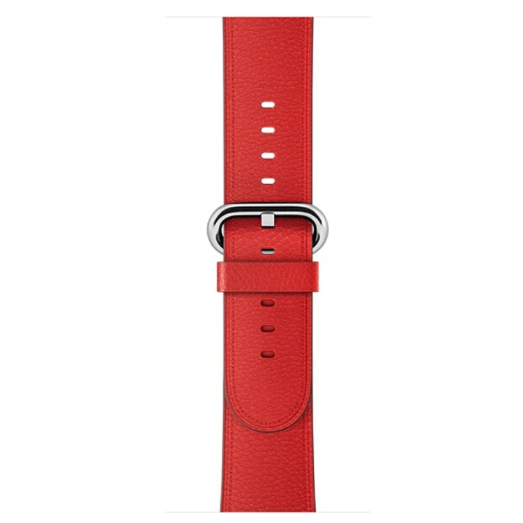 Lisslune | Classic Button Leather Wristband for Apple Watch Series 3 & 2 & 1 42mm (Red)