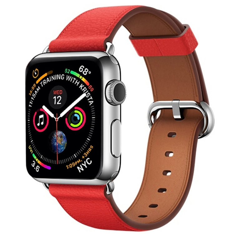 Lisslune | Classic Button Leather Wristband for Apple Watch Series 3 & 2 & 1 42mm (Red)