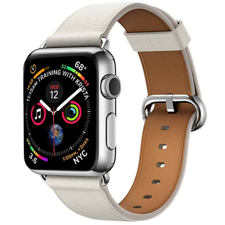 Lisslune | Classic Button Leather Strap for Apple Watch Series 3 & 2 & 1 42mm (White)