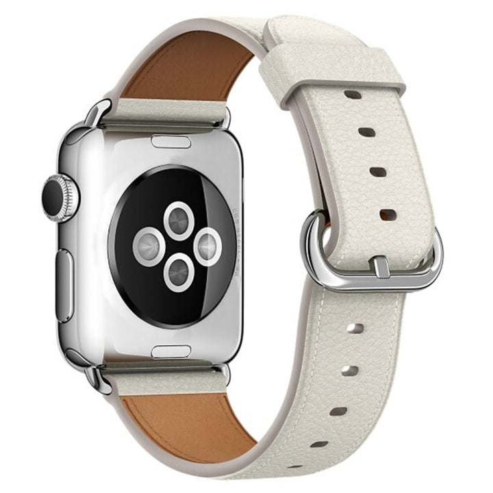 Lisslune | Classic Button Leather Strap for Apple Watch Series 3 & 2 & 1 42mm (White)