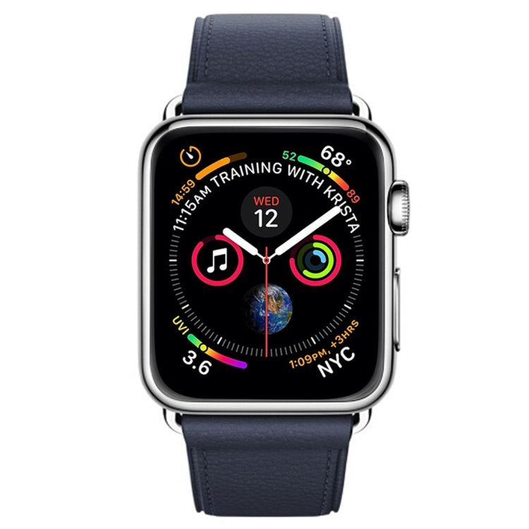 Lisslune | Classic Button Leather Watch Band for Apple Watch Series 3 & 2 & 1 42mm (Midnight Blue)