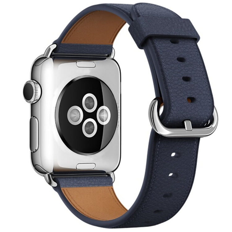 Lisslune | Classic Button Leather Watch Band for Apple Watch Series 3 & 2 & 1 42mm (Midnight Blue)