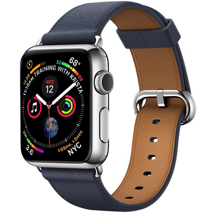 Lisslune | Classic Button Leather Watch Band for Apple Watch Series 3 & 2 & 1 42mm (Midnight Blue)