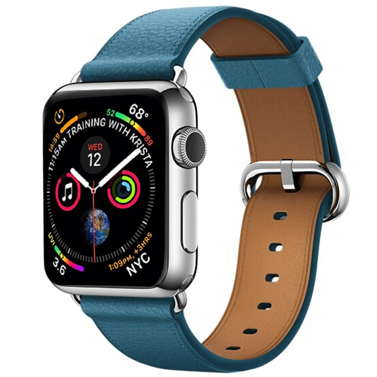 Lisslune | Classic Button Leather Wristband for Apple Watch Series 3 & 2 & 1 42mm (Dark Blue)