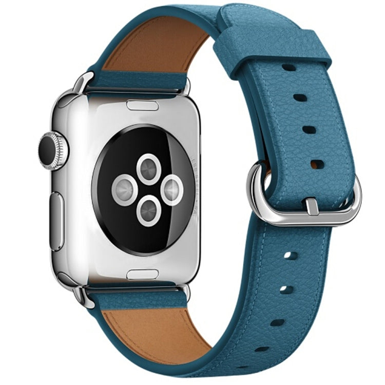 Lisslune | Classic Button Leather Wristband for Apple Watch Series 3 & 2 & 1 42mm (Dark Blue)