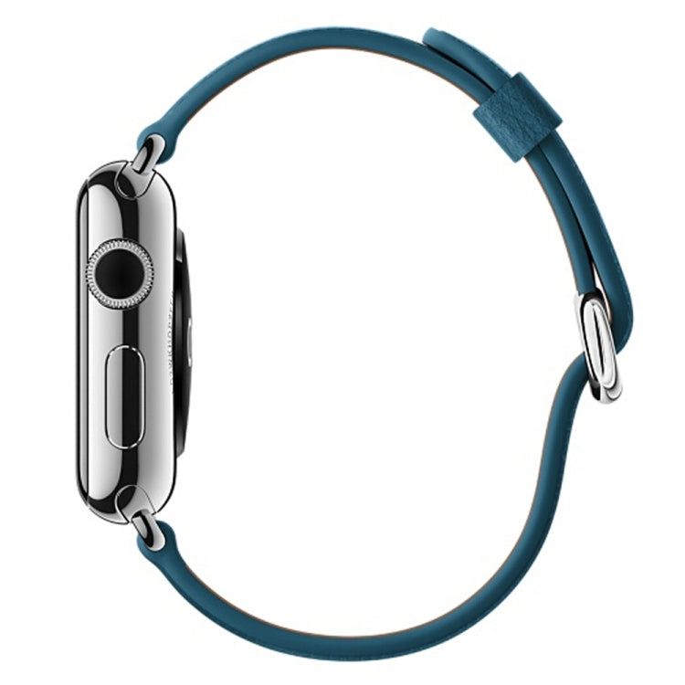 Lisslune | Classic Button Leather Wristband for Apple Watch Series 3 & 2 & 1 42mm (Dark Blue)