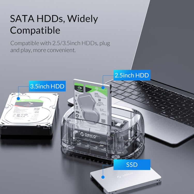 Lisslune | ORICO 6239U3 3.5/2.5-Inch 2-Bay Transparent USB3.0 Common Read & Write Hard Drive Dock