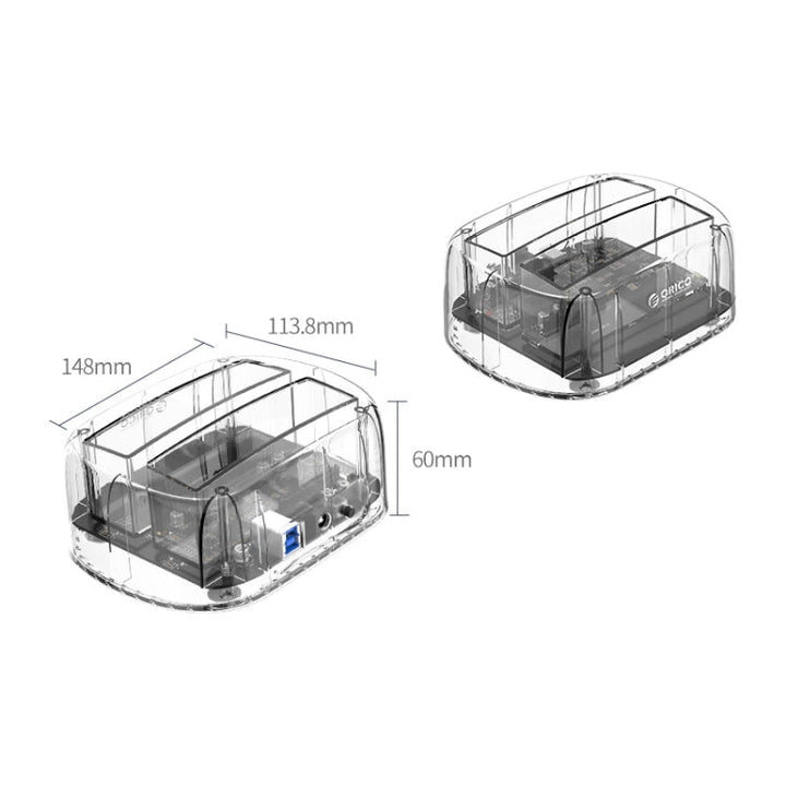 Lisslune | ORICO 6239U3 3.5/2.5-Inch 2-Bay Transparent USB3.0 Common Read & Write Hard Drive Dock