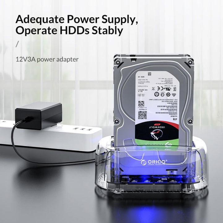 Lisslune | ORICO 6239C3 2.5/3.5 Inch 2 Bay Transparent Type-C Hard Drive Dock