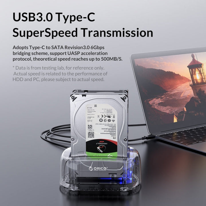 Lisslune | ORICO 6239C3 2.5/3.5 Inch 2 Bay Transparent Type-C Hard Drive Dock
