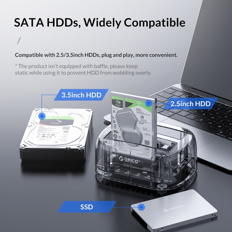 Lisslune | ORICO 6239C3 2.5/3.5 Inch 2 Bay Transparent Type-C Hard Drive Dock