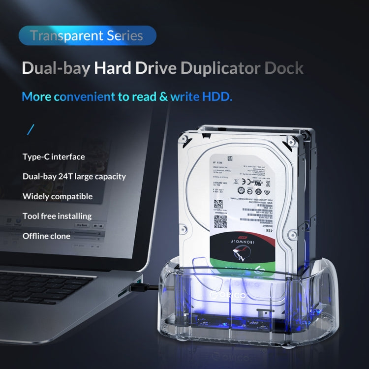 Lisslune | ORICO 6239C3 2.5/3.5 Inch 2 Bay Transparent Type-C Hard Drive Dock