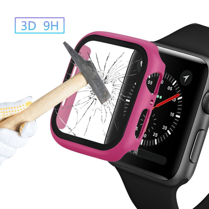 Lisslune | ENKAY Hat-prince Full Coverage PC Case + Tempered Glass Protector for Apple Watch Series 5 / 4 44mm (Pink)