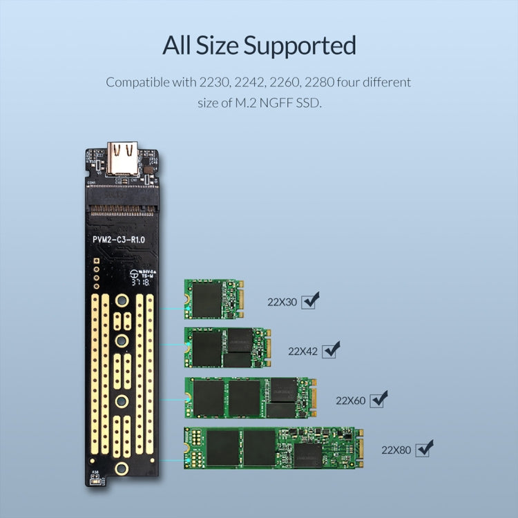 Lisslune | ORICO TCM2F-C3 NGFF M.2 Hard Drive Enclosure, tool-free Type-C connection, transparent hard drive box