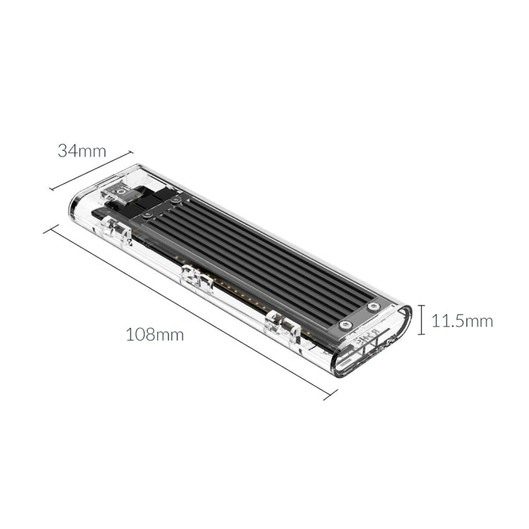 Lisslune | ORICO TCM2F-C3 NGFF M.2 Hard Drive Enclosure, tool-free Type-C connection, transparent hard drive box