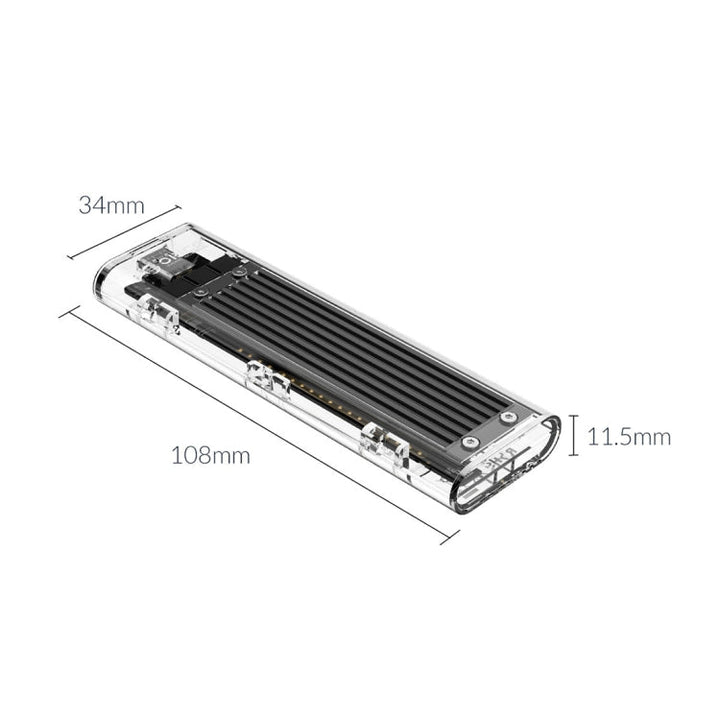 Lisslune | ORICO TCM2F-C3 NGFF M.2 Hard Drive Enclosure, tool-free Type-C connection, transparent hard drive box