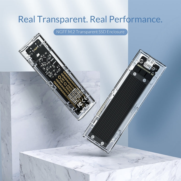 Lisslune | ORICO TCM2F-C3 NGFF M.2 Hard Drive Enclosure, tool-free Type-C connection, transparent hard drive box