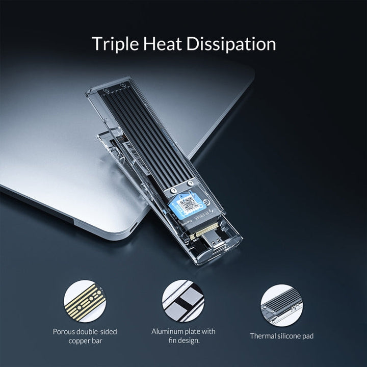 Lisslune | ORICO TCM2F-C3 NGFF M.2 Hard Drive Enclosure, tool-free Type-C connection, transparent hard drive box