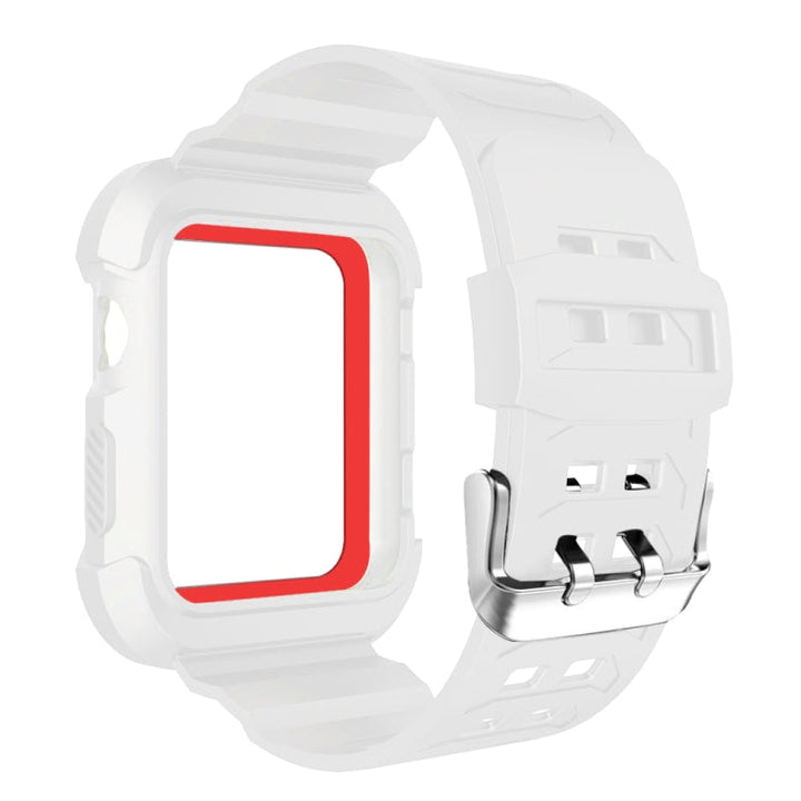 Lisslune | For Apple Watch 3 / 2 / 1 Generation 42mm All-In-One Silicone Band (White + Red)