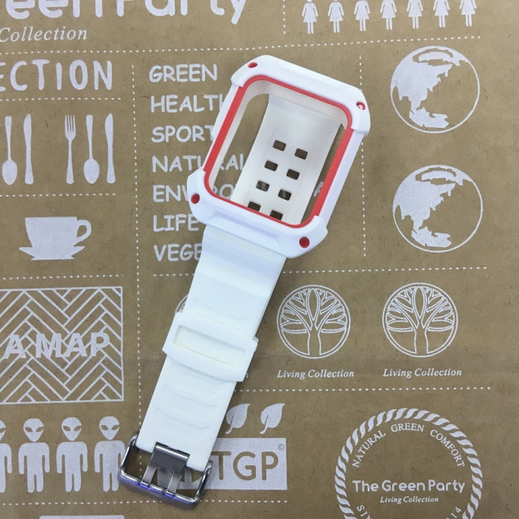 Lisslune | For Apple Watch 3 / 2 / 1 Generation 42mm All-In-One Silicone Band (White + Red)