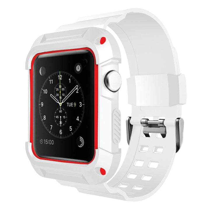 Lisslune | For Apple Watch 3 / 2 / 1 Generation 42mm All-In-One Silicone Band (White + Red)