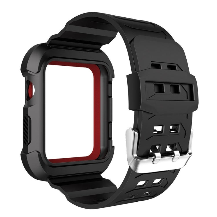 Lisslune | For Apple Watch 3 / 2 / 1 Generation 42mm All-In-One Silicone Band (Black + Red)