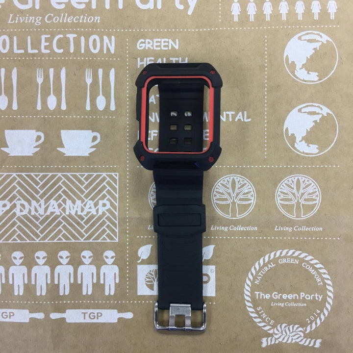 Lisslune | For Apple Watch 3 / 2 / 1 Generation 42mm All-In-One Silicone Band (Black + Red)