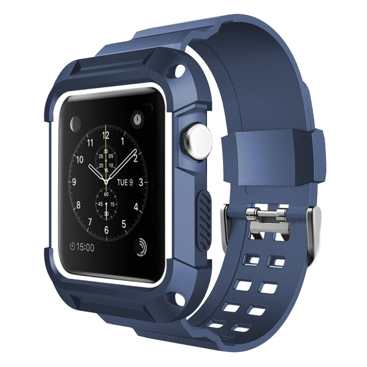 Lisslune | For Apple Watch 3 / 2 / 1 Generation 42mm All-In-One Silicone Band (Blue + White)