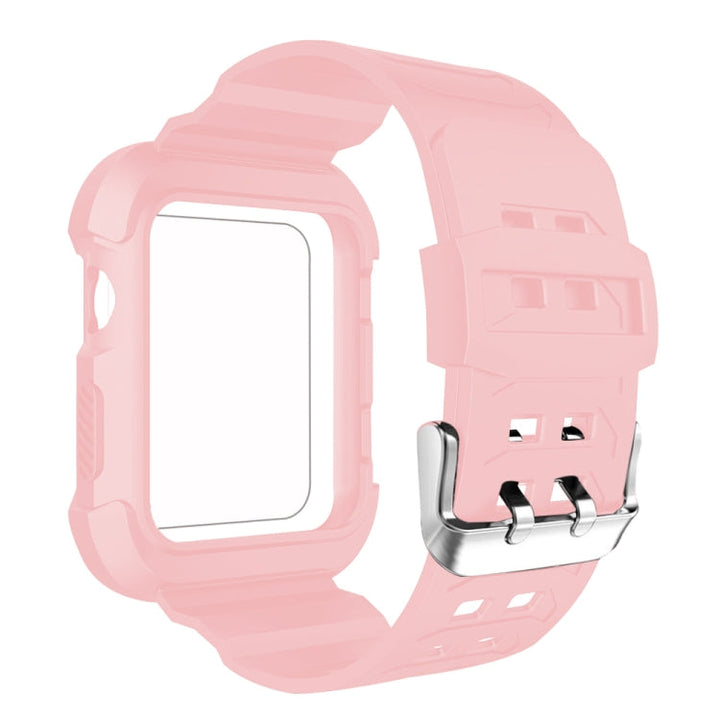 Lisslune | For Apple Watch 3 / 2 / 1 Generation 38mm All-In-One Silicone Band (Pink + White)