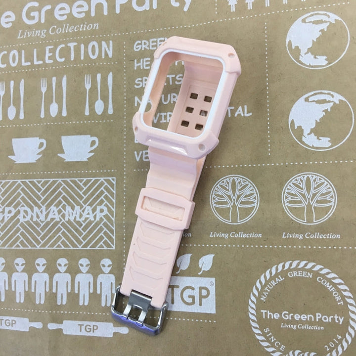 Lisslune | For Apple Watch 3 / 2 / 1 Generation 38mm All-In-One Silicone Band (Pink + White)