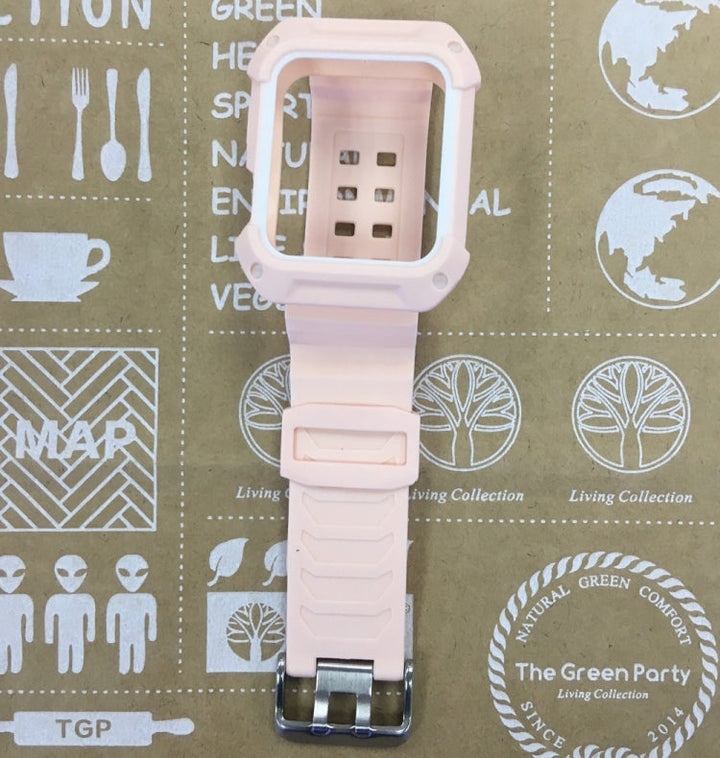Lisslune | For Apple Watch 3 / 2 / 1 Generation 38mm All-In-One Silicone Band (Pink + White)