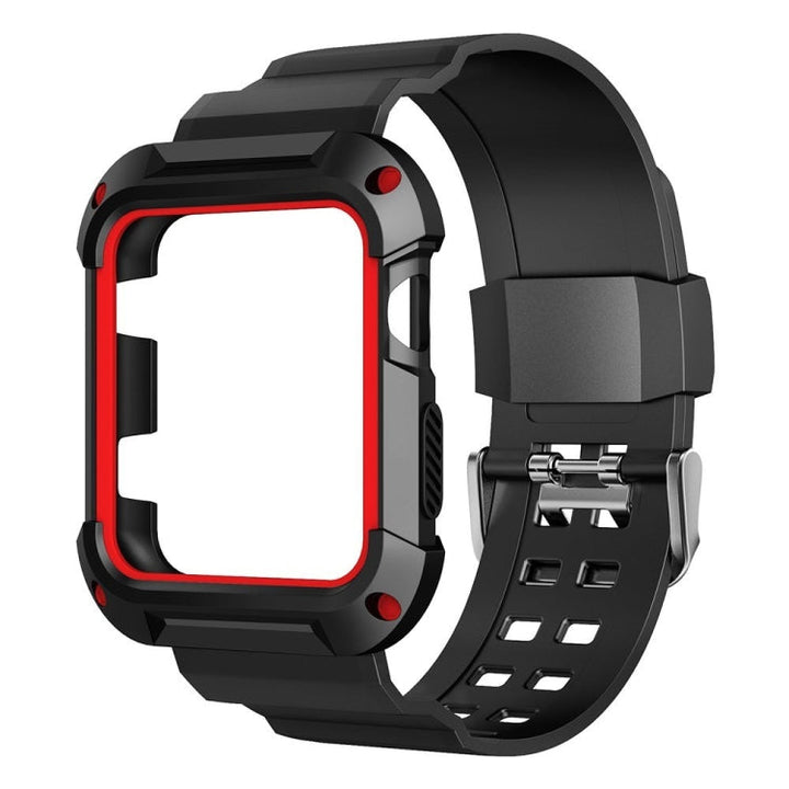 Lisslune | For Apple Watch 3 / 2 / 1 Generation 38mm All-In-One Silicone Strap (Black + Red)