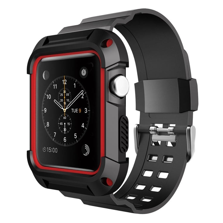 Lisslune | For Apple Watch 3 / 2 / 1 Generation 38mm All-In-One Silicone Strap (Black + Red)