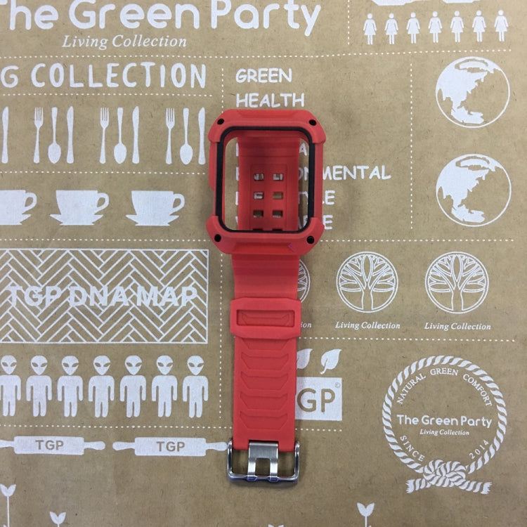 Lisslune | For Apple Watch 3 / 2 / 1 Generation 38mm All-In-One Silicone Strap (Red + Black)