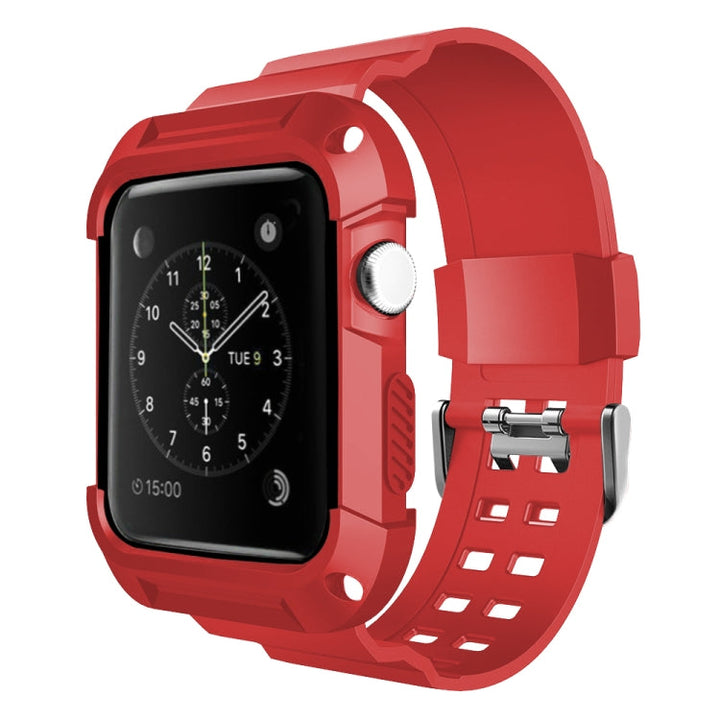 Lisslune | For Apple Watch 3 / 2 / 1 Generation 38mm All-In-One Silicone Strap (Red + Black)