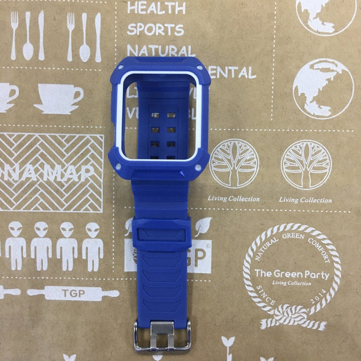 Lisslune | For Apple Watch 3 / 2 / 1 Generation 38mm All-in-One Silicone Band (Blue + White)