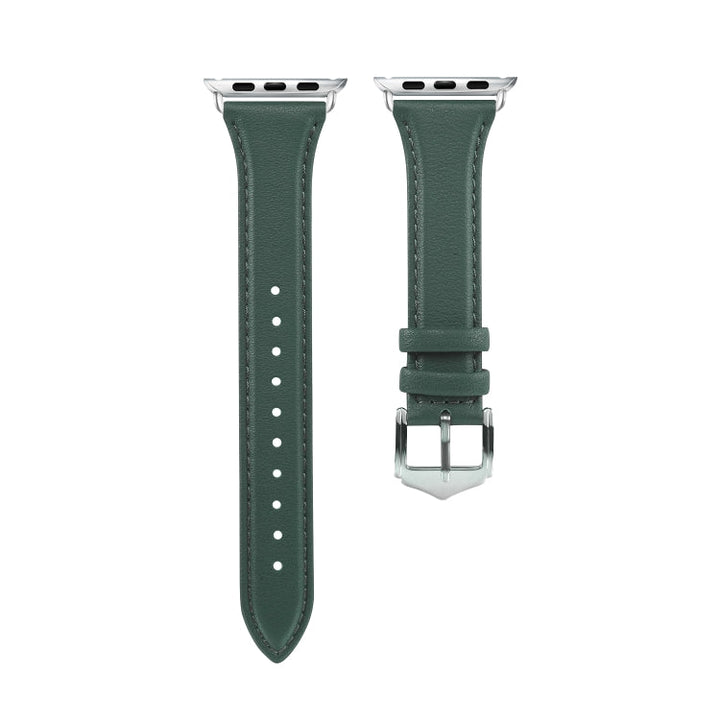 Lisslune | For Apple Watch 3 / 2 / 1 generations 38mm universal thin leather strap (black green)