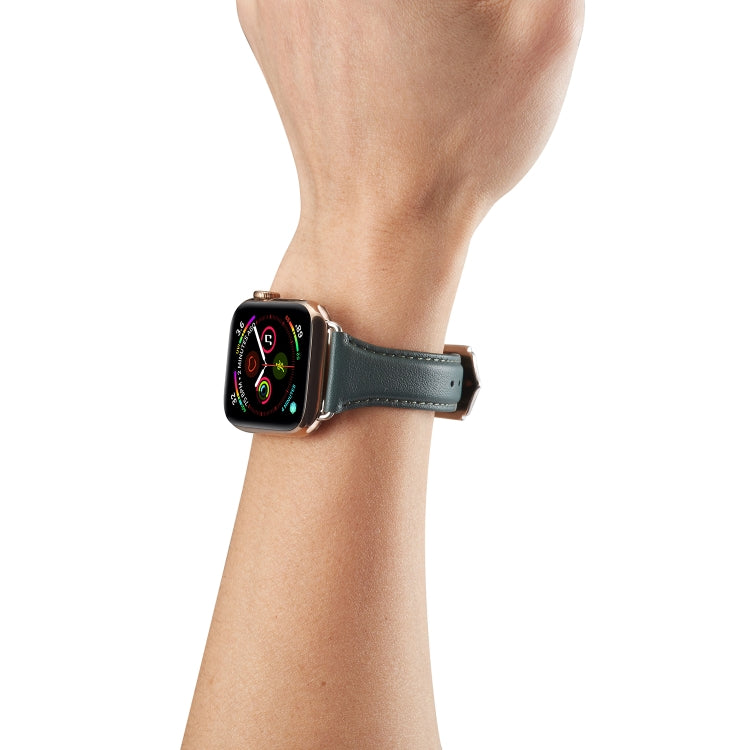 Lisslune | For Apple Watch 3 / 2 / 1 generations 38mm universal thin leather strap (black green)