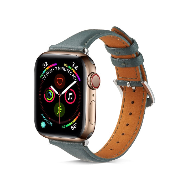 Lisslune | For Apple Watch 3 / 2 / 1 generations 38mm universal thin leather strap (black green)