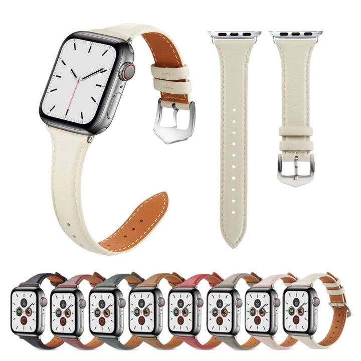 Lisslune | For Apple Watch 3 / 2 / 1 generations 38mm Universal Slim Leather Band (White)