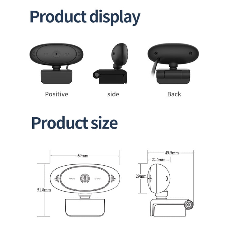 Lisslune | Full HD 1080P Webcam with integrated microphone Smart Webcam USB Streaming Live Camera with noise reduction