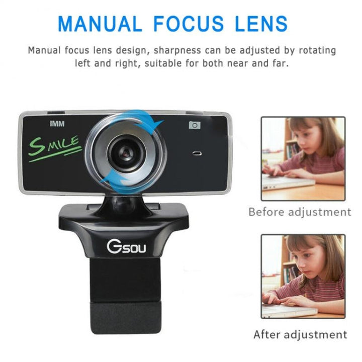 Lisslune | Gsou B18S HD Webcam with built-in microphone Smart webcam USB streaming live camera with noise cancellation